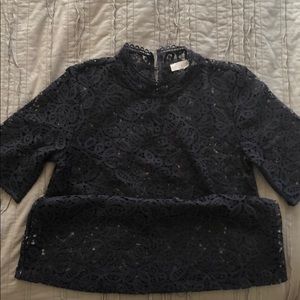 Mock neck lace top